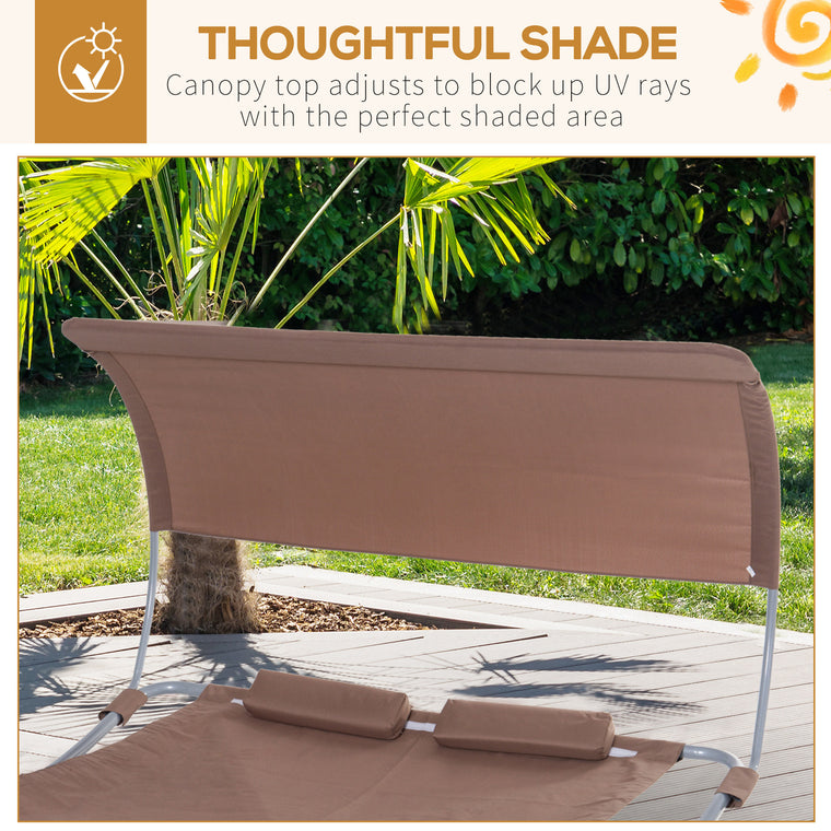 79" Brown Double Chaise Lounger Hammock Bed