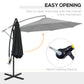 9.7ft Offset Patio UmbrellaCantilever Parasol with Crank Handle, 8 Ribs and Cross Base for Outdoor, Sun Shade, Black