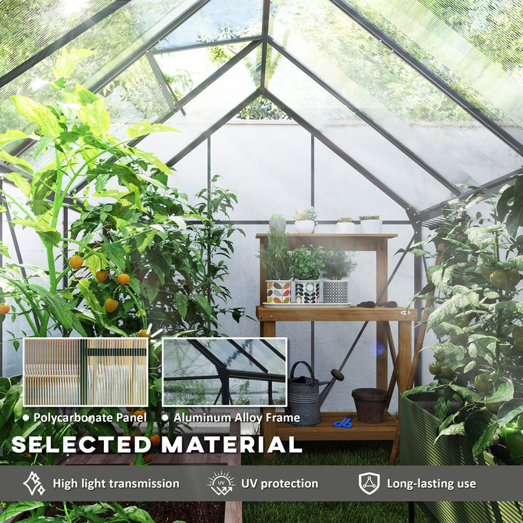 6' x 8' x 6.5' Charcoal Grey Polycarbonate Greenhouse