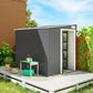 5'x7' Lean to Galvanized Metal Shed with Foundation, Garden Tool Storage House with Sliding Door and 2 Vents, Dark Grey