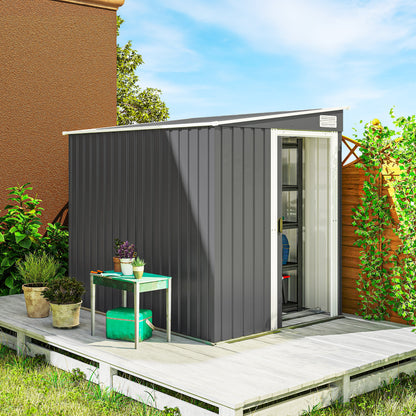 5' x 7' Lean-To Storage Shed with Sliding Doors and Foundation