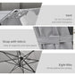 9ft Cantilever Patio Umbrella, Square Overhanging Umbrella with Cross Base, Crank Handle, Tilt Light Grey