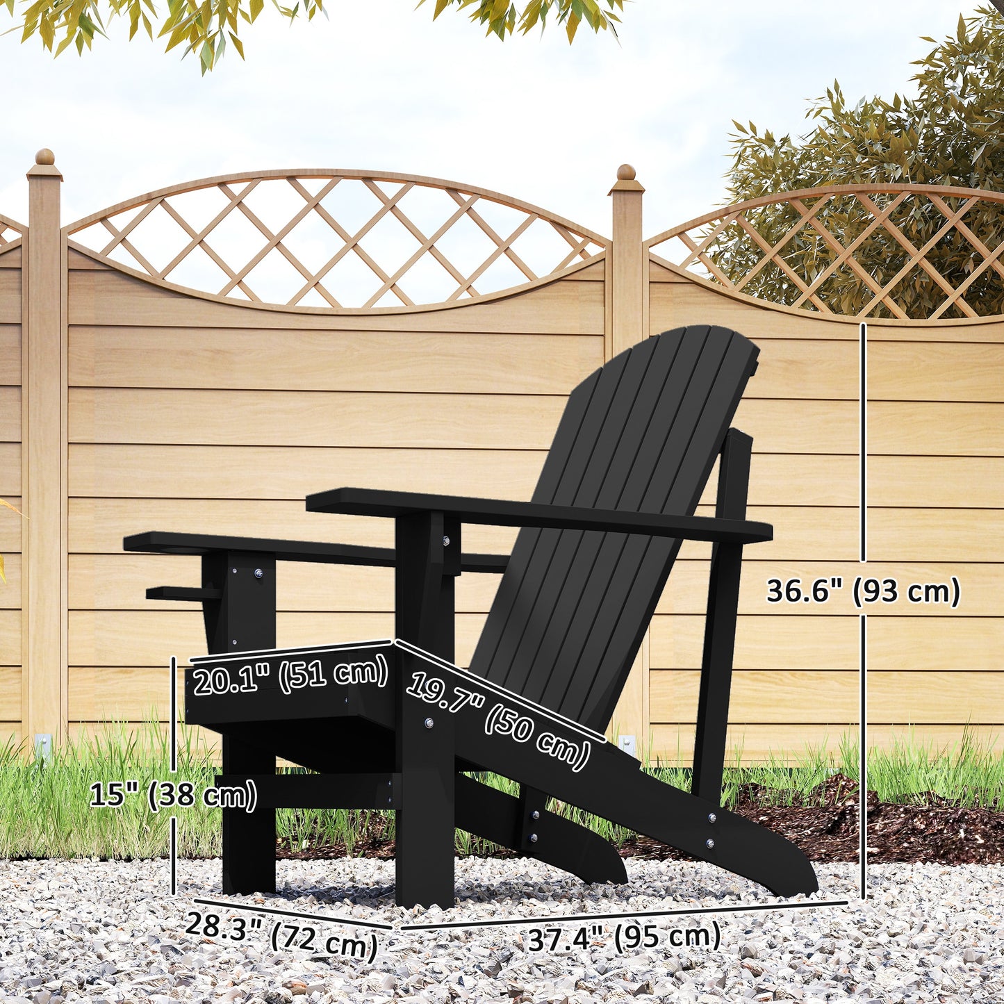 Classic Adirondack Chair, Muskoka Chairs, Garden Deck Chair with Cup Holder for Patio, Indoor, Backyard, Dark Grey