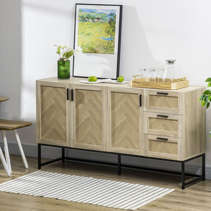 Coffee Bar Cabinet with Drawers and Shelves - Oak