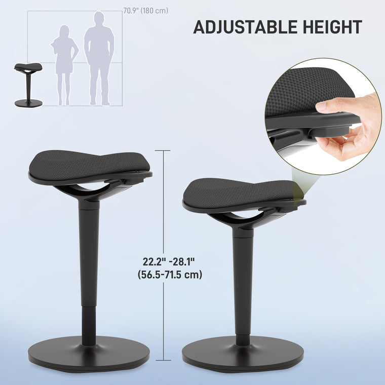Ergonomic Wobble Standing Desk Stool - Black
