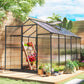 Polycarbonate Greenhouse, Aluminum Walk-In Green House Kit Garden, 6' x 10' x 6.4', Charcoal Grey