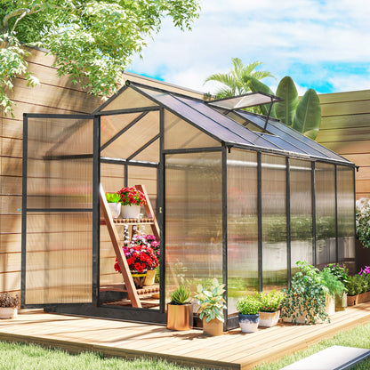 6' x 10' x 6.4' Charcoal Grey Polycarbonate Walk-In Greenhouse