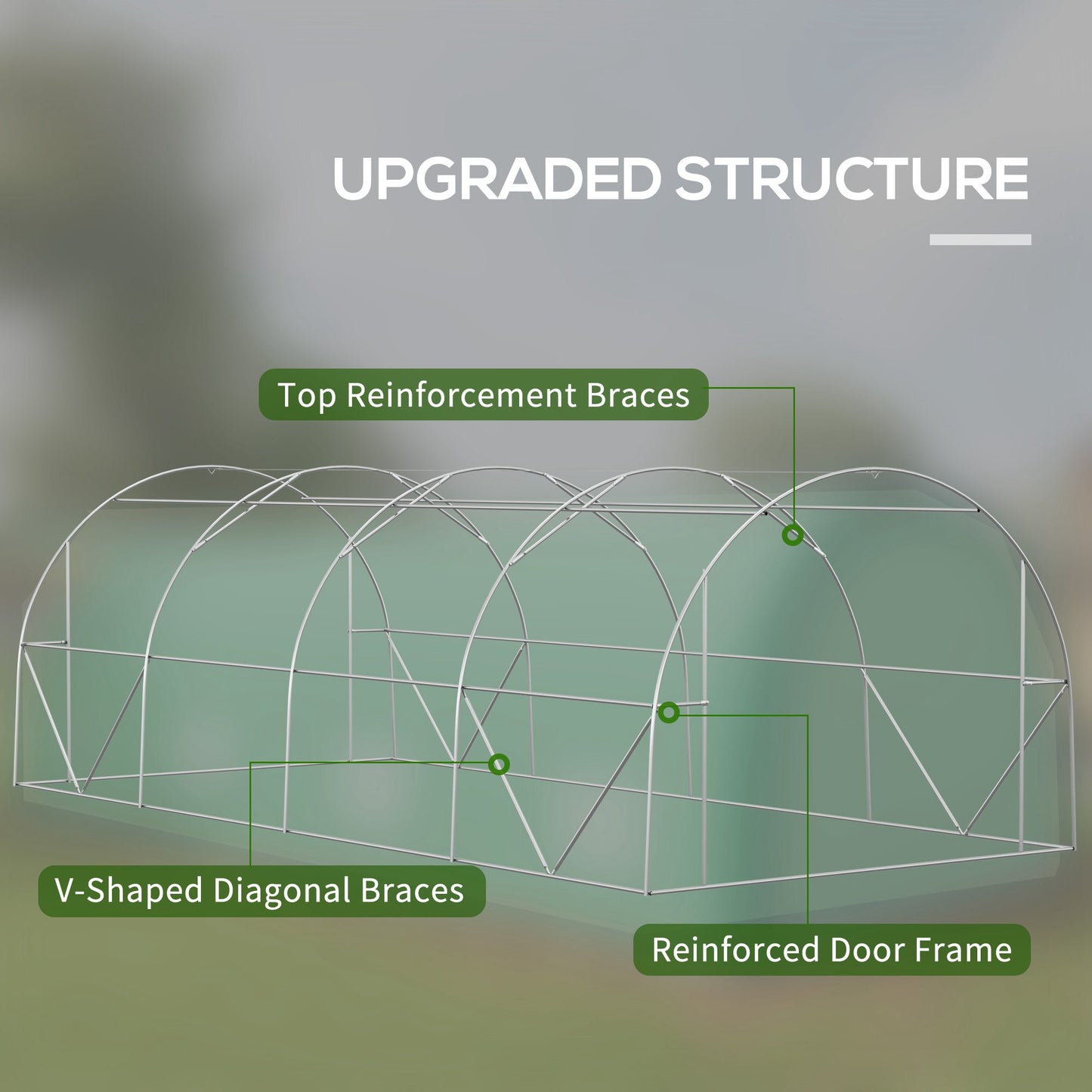 Upgraded Tunnel Greenhouse Green House with Mesh Door and Windows, 6 Plant Labels and Gloves, White