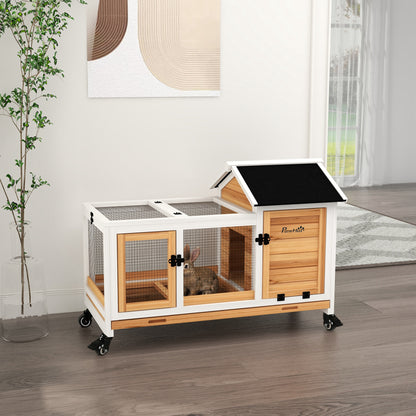 Yellow Rabbit Cage with Wheels, Ramp & Run