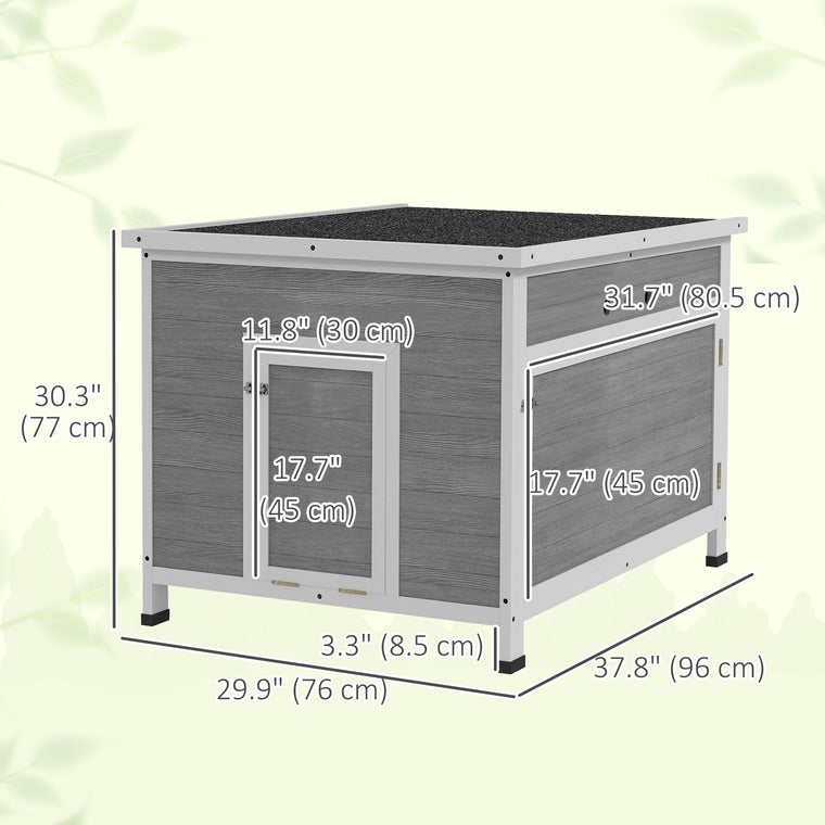 Grey Wooden Duck Coop with Openable Roof & Double Doors