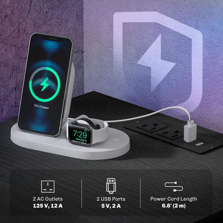 Nightstand with Charging Station and LED Light
