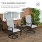 Patio Dining Chairs Set of 2, 360° Swivel Rocking Outdoor Chairs with Armrests, Breathable Mesh, Navy Blue