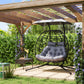 Double Wicker Egg Swing Chair with Canopy, Foldable Hanging Egg Chair with Stand Cushion Headrest, Black
