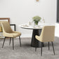 Upholstered Kitchen Chairs, Modern Dining Chairs Set of 2 with Diamond Tufting and Steel Legs for Dining Room, Khaki