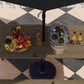 5.7 FT Outdoor Picnic Table with 2" Umbrella Hole, Spruce Wood Dining Table and 795 LBS Benches with Steel Frame, Brown
