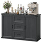 Sideboard with 3 Drawers and 2 Doors, 47" Buffet Cabinet with Adjustable Shelves for Kitchen, Black Wood Grain