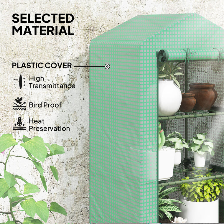 Green 3-Tier Mini Greenhouse with Steel Frame