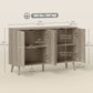 Buffet Cabinet with Storage, Modern Fluted Sideboard with Adjustable Shelves for Dining Room Living Room, Light Grey