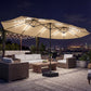 Double-sided Patio Umbrella with Base Included & 48 LED Lights 15ft Khaki