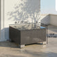 21.7" Square Patio Table, Small Outdoor Patio Coffee Side End Table with Tempered Glass Top, Black