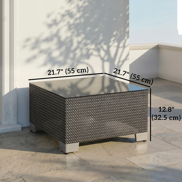 21.7" Square Side Table with Tempered Glass Top