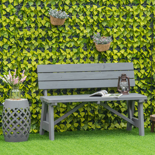Wooden Garden Bench for Outdoor, 2-person Patio Bench, Loveseat Furniture for Lawn, Deck, Yard, Porch and Entryway, Grey