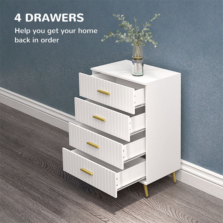 4-Drawer Chest of Drawers with Gold Handles