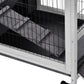 Wooden Indoor Rabbit Hutch Elevated Bunny Cage Habitat with Enclosed Run with Wheels, Suitable for Rabbits and Guinea Pigs, Grey