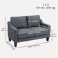 Loveseat Sofa, Modern Couch with Pocket Spring, Linen Upholstered, Thick Padded, Charcoal Grey