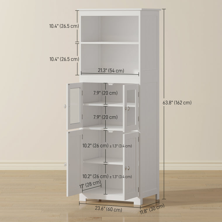 63" Small Buffet with Hutch and 4 Doors - White