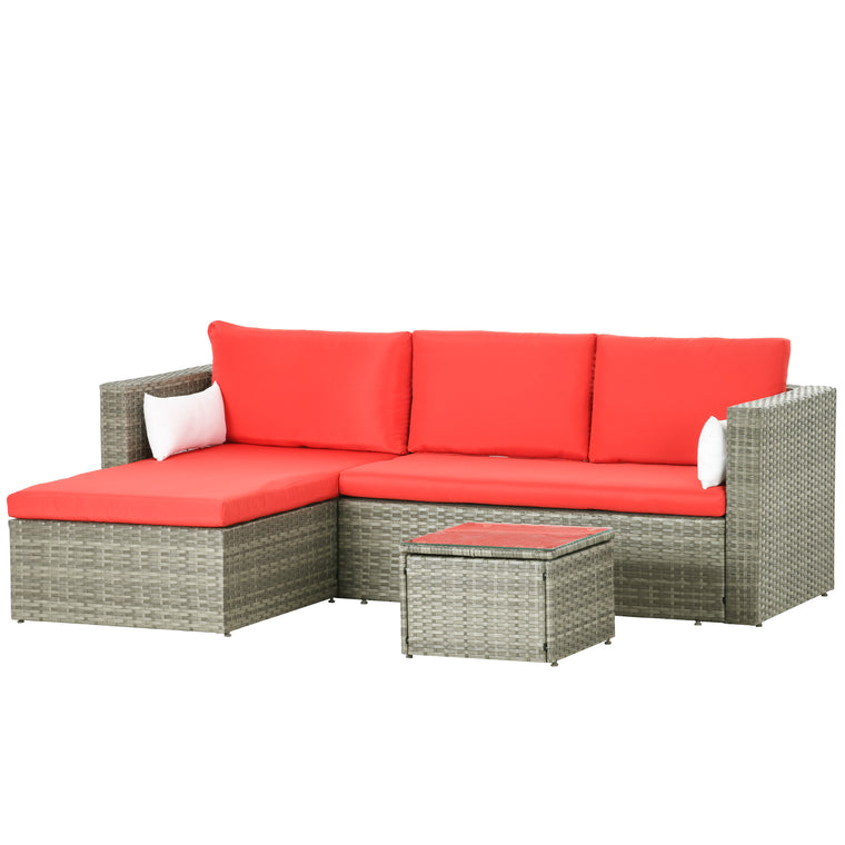 3-Piece Modern Rattan Sofa Set with Coffee Table