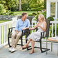 C Spring Motion Patio Chairs Set of 2 with Curved High Backrest, Armrest, All Weather Breathable Fabric, Metal Frame