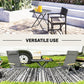 27.5" Square Outdoor Patio Table, Outdoor Folding Table with Grid Rattan-Like Top for Camping, Picnic, Black