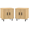 Set of 2 Nightstands with Shutter Doors - Oak