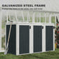 Outdoor Storage Shed Rustproof Garbage Bin Shed with Gas Struts Magnetic Doors for 3 Bins White and Grey