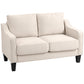 Loveseat Sofa, Modern Couch with Pocket Spring, Linen Upholstered, Thick Padded, Beige