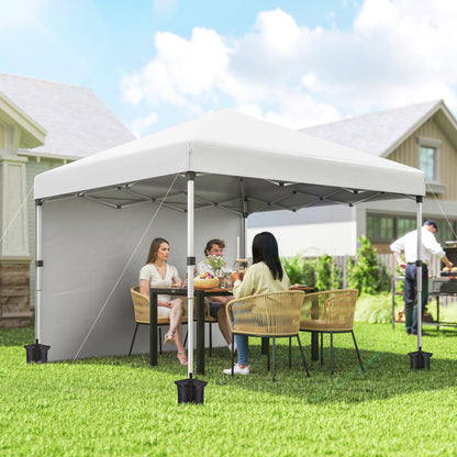 10' x 10' White Pop-Up Canopy with Sidewalls & Roller Bag