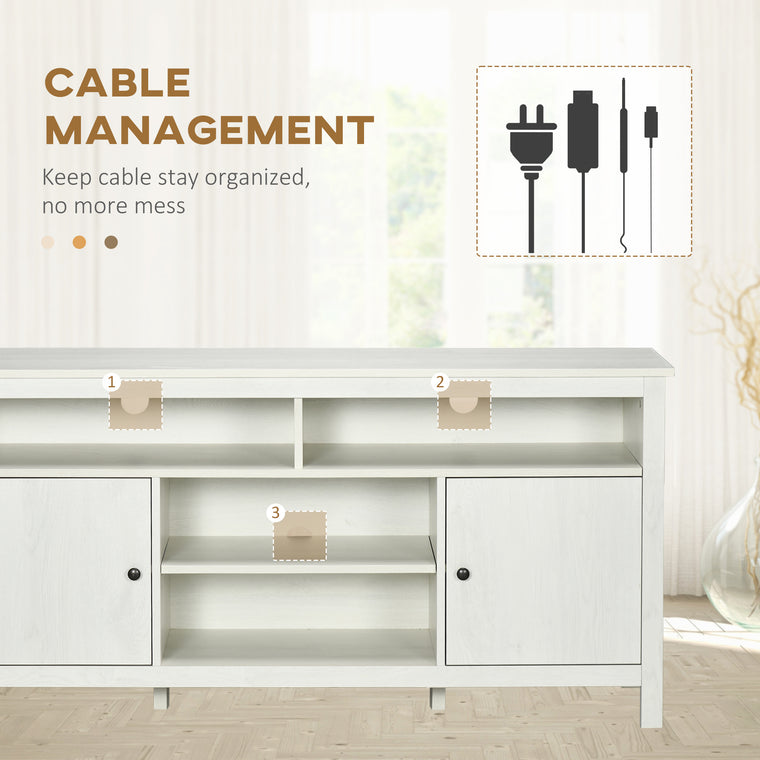 55.1" TV Stand with Storage Cupboard - White