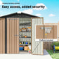 6.5' x 4' Outdoor Storage Shed, Metal Garden Shed with Lockable Double Doors, 4 Vents, Brown