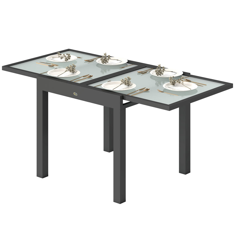 Extendable Tempered Glass Outdoor Dining Table