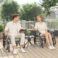 3PCs Gliding Rocking Chair & Bistro Tea Table Set, Grey