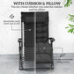 Folding Garden Chair, Reclining Zero Gravity Chair, Sun Lounger with Cushion and Headrest, Black