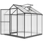 6' x 8' x 6.4' Polycarbonate Greenhouse, Aluminum Walk-In Green House Kit Garden, Plants Grow with Rain Gutter and Roof Vent, Charcoal Grey