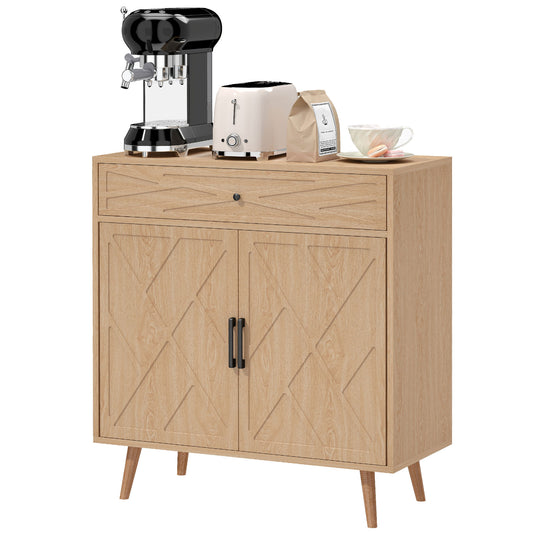 30" Sideboard Buffet Cabinet with Patterned Doors - Oak