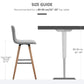 Modern Bar Stools Set of 2, 38" Upholstered Kitchen Island Stool with Solid Wood Legs, Grey