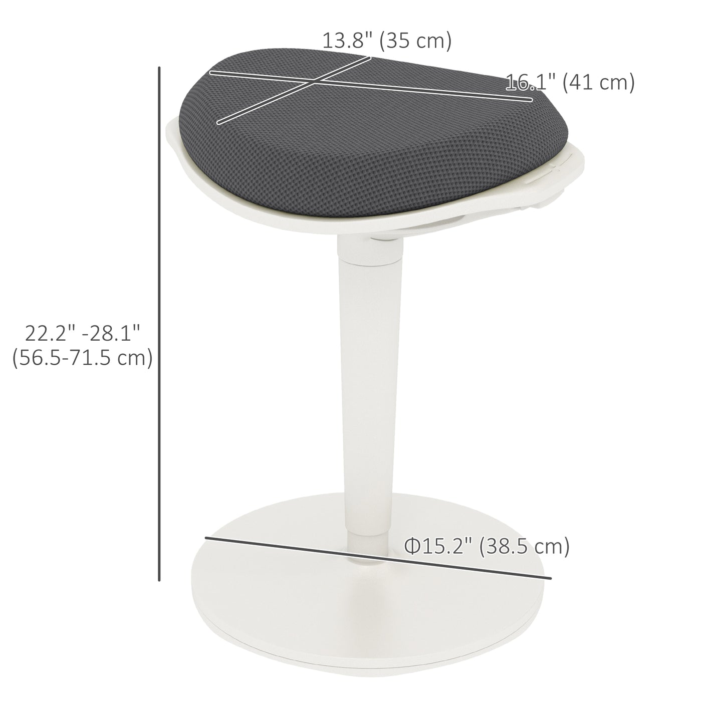 Standing Desk Stool, Ergonomic Wobble Chair, Adjustable Leaning Stool for Office Desks, with Rocking Motion, Grey