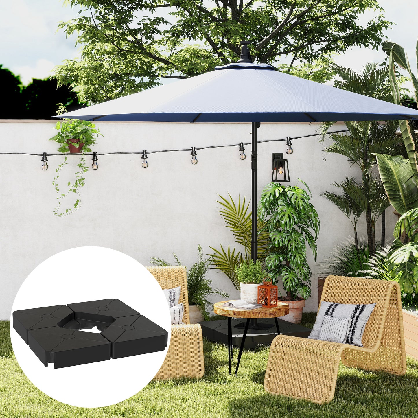 Umbrella Weights for Cantilever Parasols, Set of 4 Heavy Duty Parasol Base Weights, Black