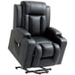 Power Lift Recliner Chair for Elderly, PU Leather Electric Recliner Chair with Footrest, Remote Control, Side Pockets and Cup Holders for Living Room, Black