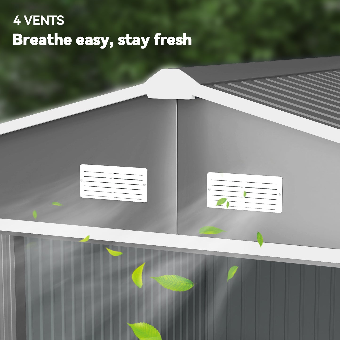 9' x 10.6' Garden Storage Shed w/ Foundation Kit Metal Tool Storage House w/ Double Doors Light Grey