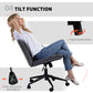Criss Cross Chair with Wheels, Wide Office Chair with No Arms, Adjustable Height, Tilting, Grey